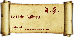 Mallár György névjegykártya
